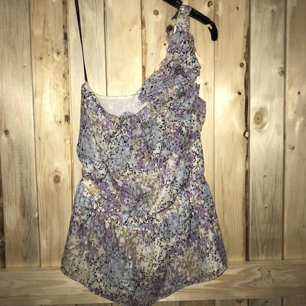EUC Bebe One Shoulder Floral Tank Top—Small